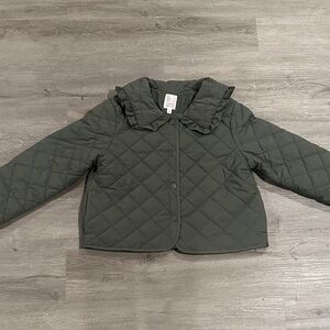Sage green puffer quilted jacket